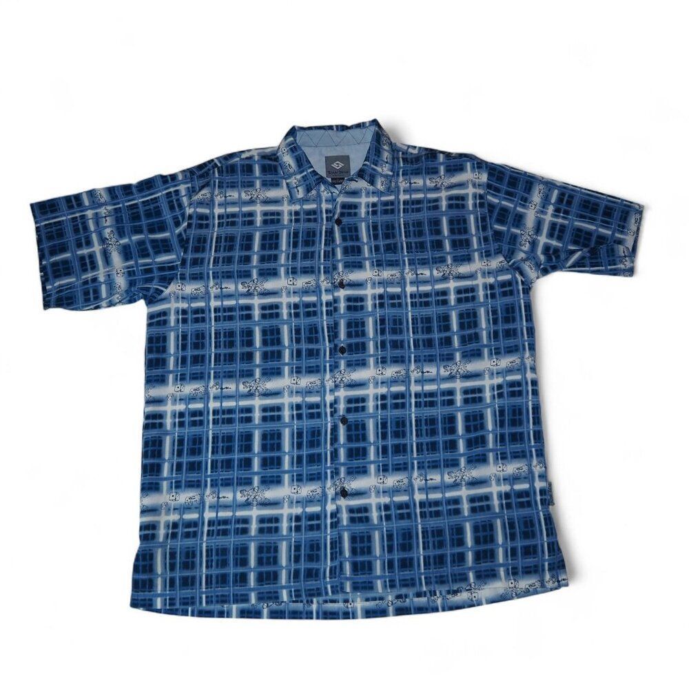 Raw Blue VTG Button Down Check Print Streetwear Shirt Men's L Blue / White